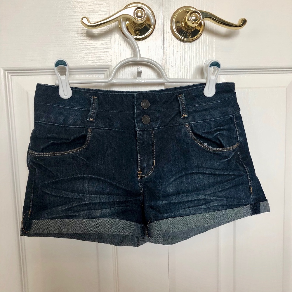 Mid-Rise Dark Wash Jean Shorts